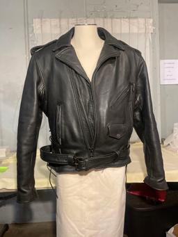 Black Belted Leather Jacket with Thinsulate Lining