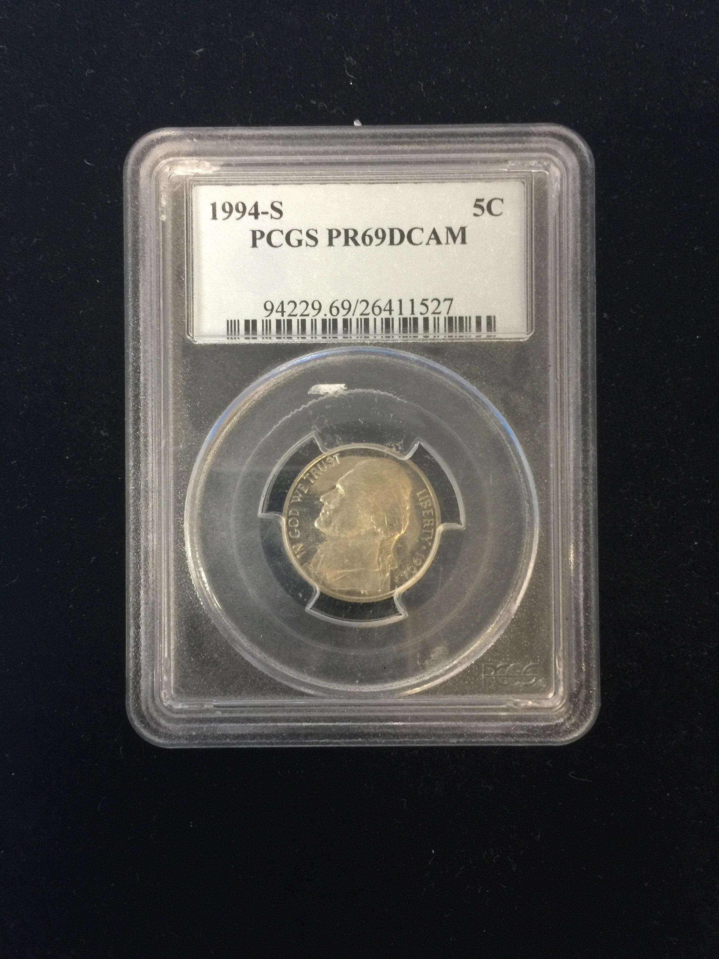 1994-S United States Jefferson Nickel 5 Cent Coin - PCGS Graded PR 69 Deep Cameo