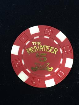 The Privateer $5 Gaming Casino Poker Chip