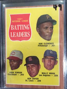 1962 Topps #52 NL Batting Leaders - Roberto Clemente Vintage Baseball Card