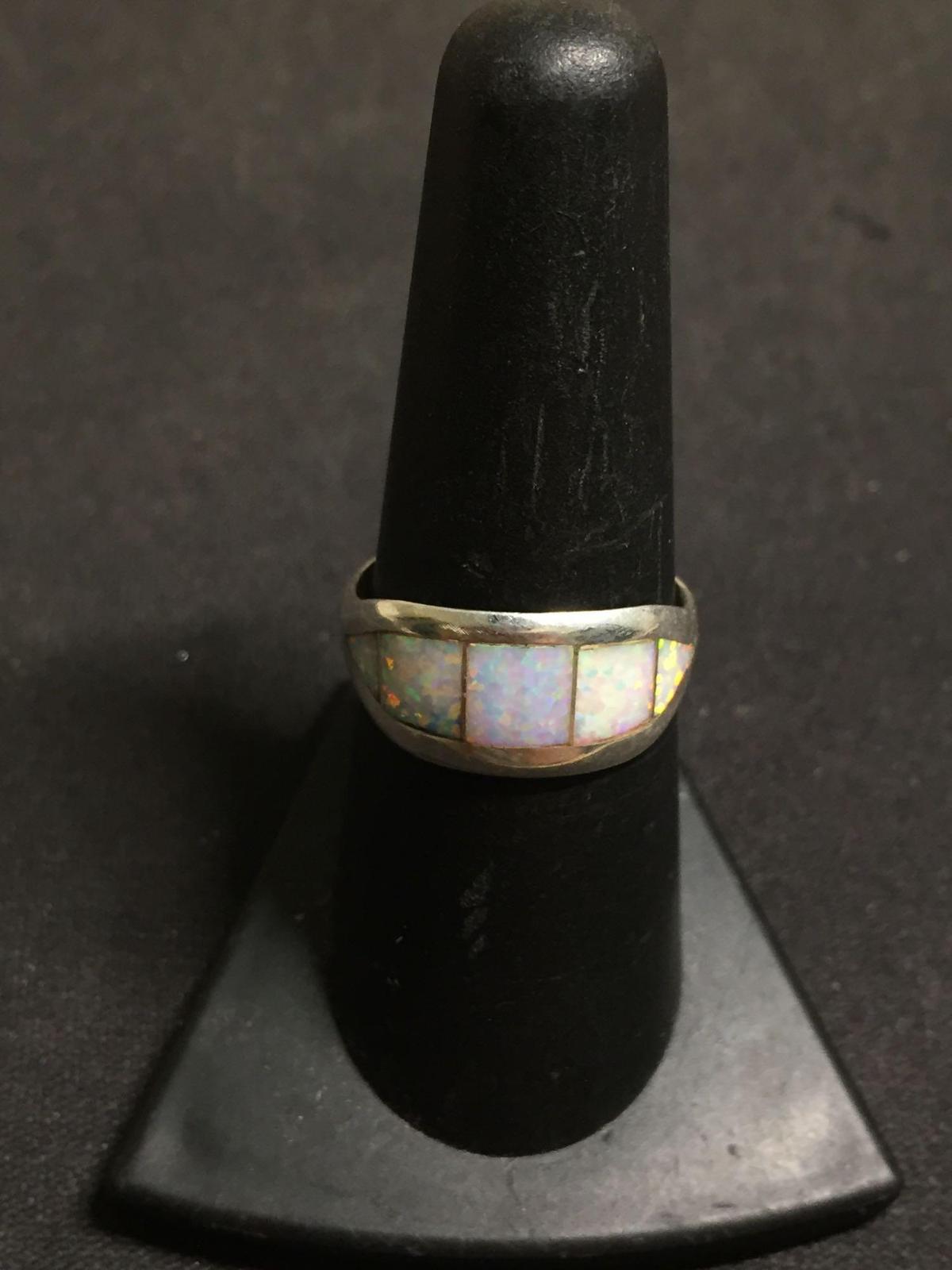 Nel J. Native American Sterling Silver & Awesome Fire Opal Ring Sz 7.75