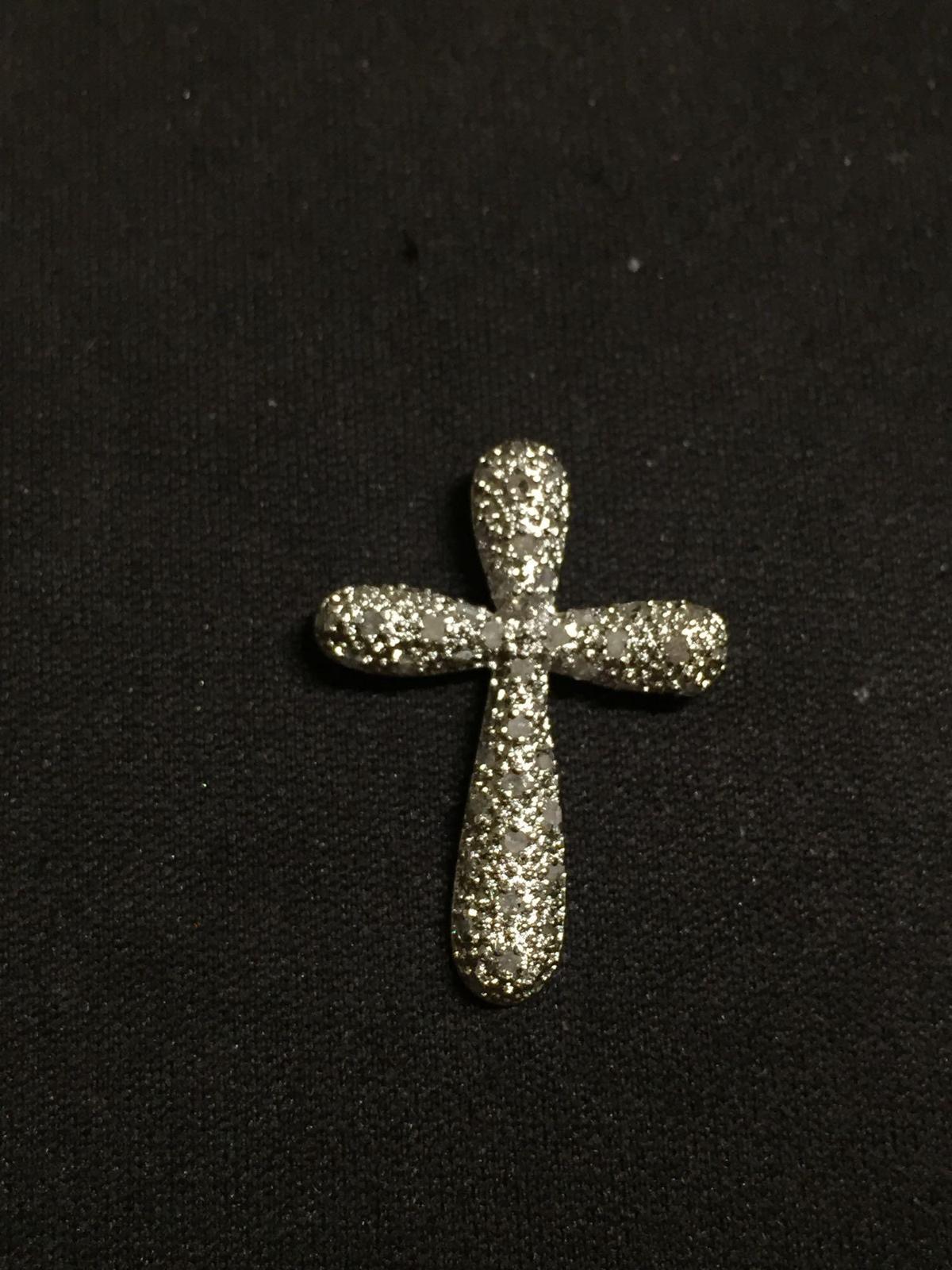 Diamond Lined Sterling Silver Cross Pendant