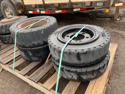 Set of 4-6 Lug Solid Rubber Forklift Wheels