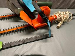 3- Electric hedge trimmers, all work when plugged in