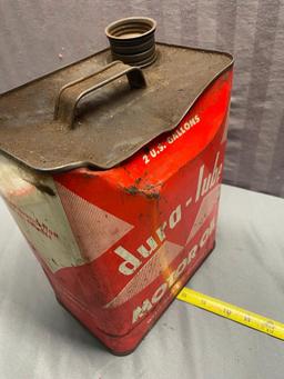 Dura-Lube 2 gallon oil can, top is dented