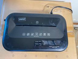 HP MX705 Flat Screen CRT Monitor, and Staples Paper Shredder