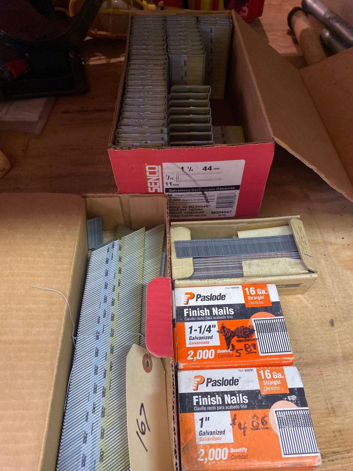 (5) assorted Senco & Paslode finish nails and staples