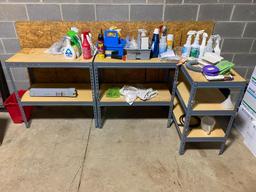 Set of (3) Shelf Units with Misc Cleaning Suppplies