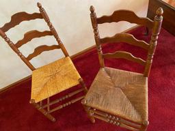 2 Wood & Wicker Ladder Back Chairs
