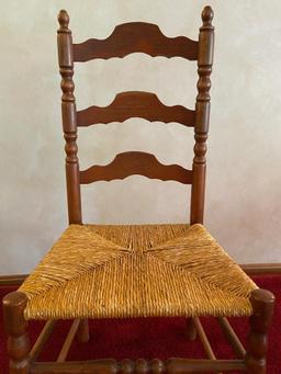 2 Wood & Wicker Ladder Back Chairs