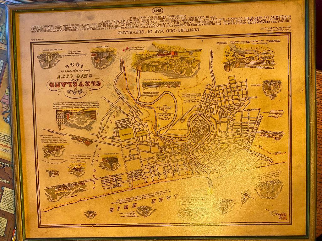 5 Framed Maps of Various Ages