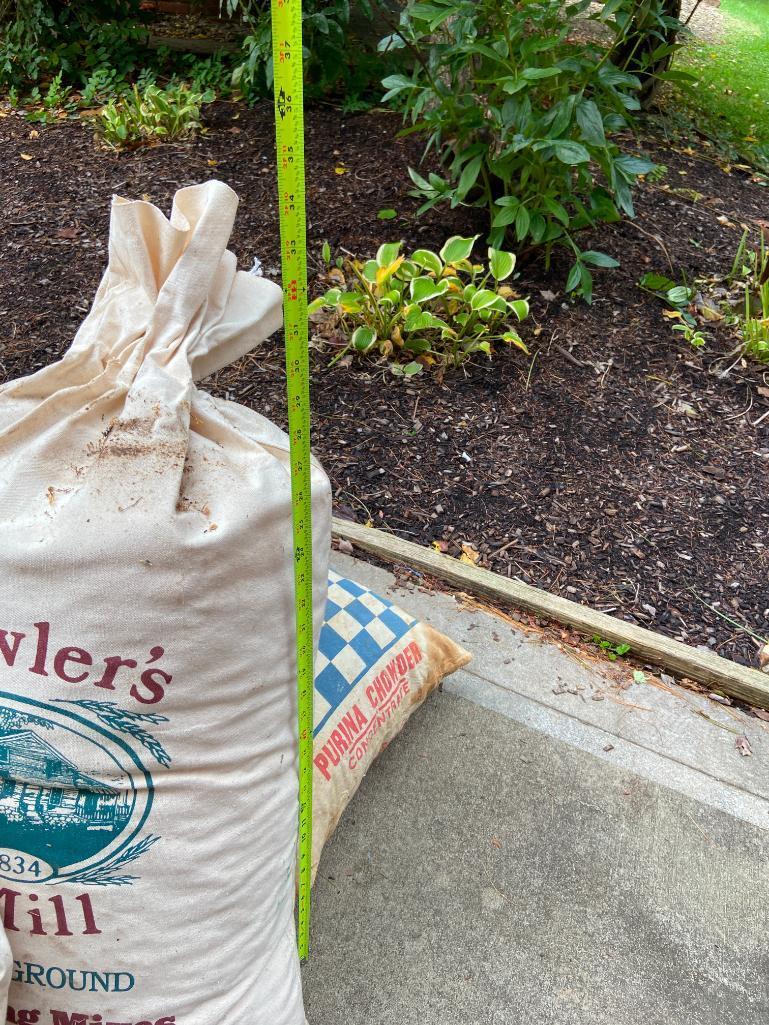 Vintage Style Signs and Feed Bags Decor