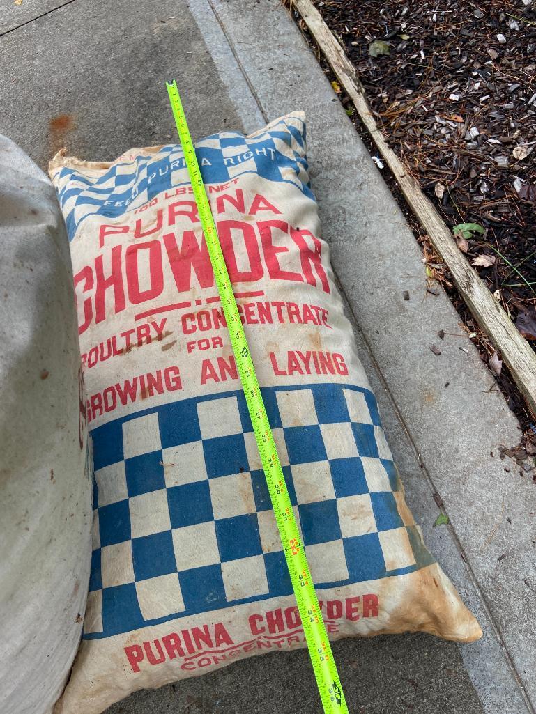 Vintage Style Signs and Feed Bags Decor
