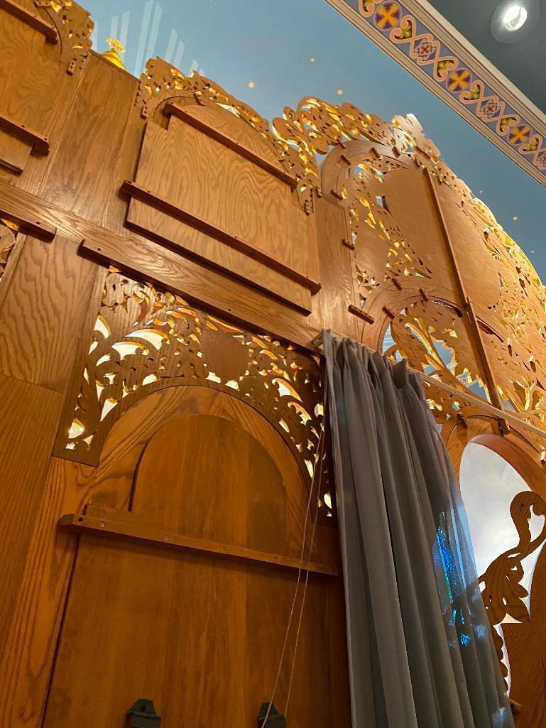 Center of Altar - Gilded Carved Wood Altar Screen with Icons & French Doors
