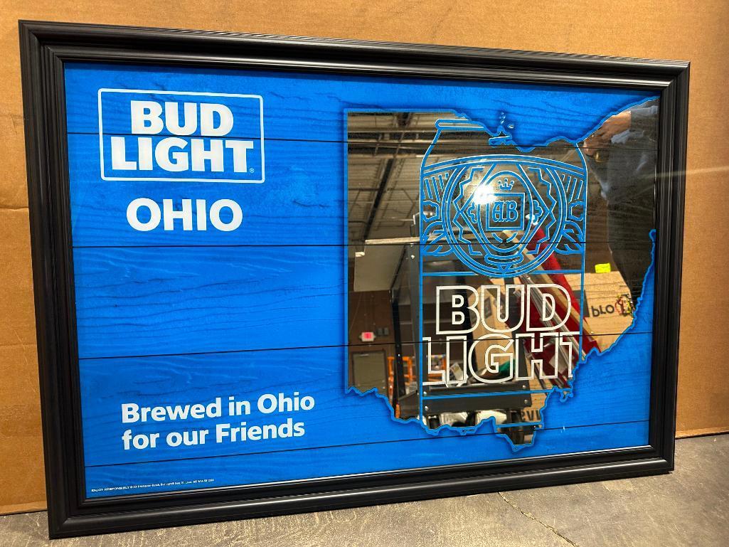 Bud Light Ohio Framed Mirror Sign