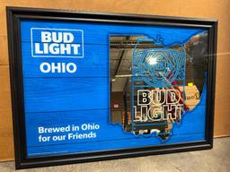 Bud Light Ohio Framed Mirror Sign