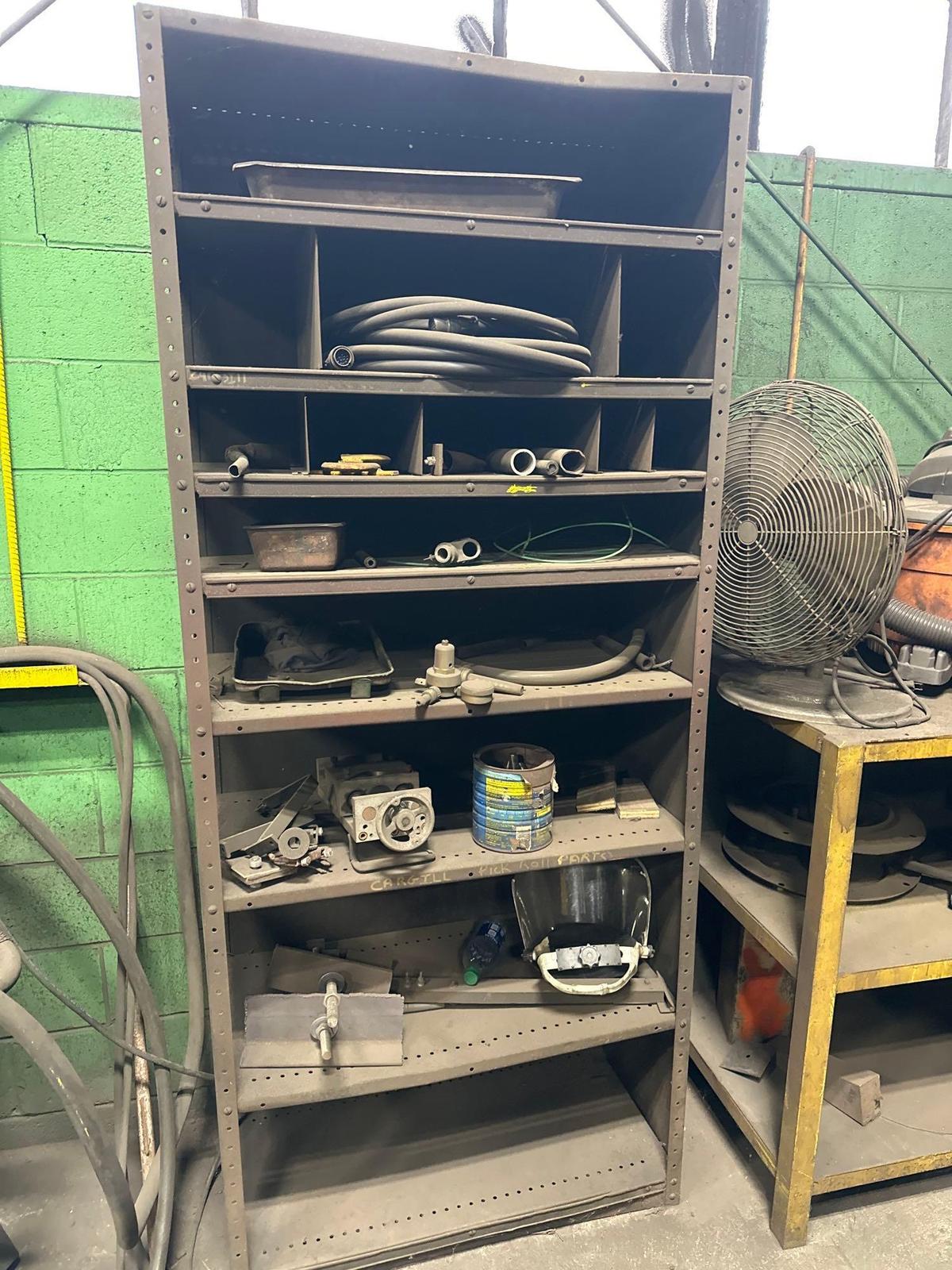 Metal Shelf unit with contents