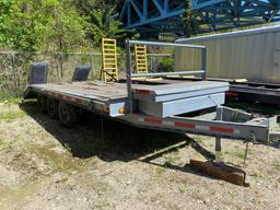 15ft + 3ft Steel Tri-Axle Equipment Trailer (located offsite-please read full description)