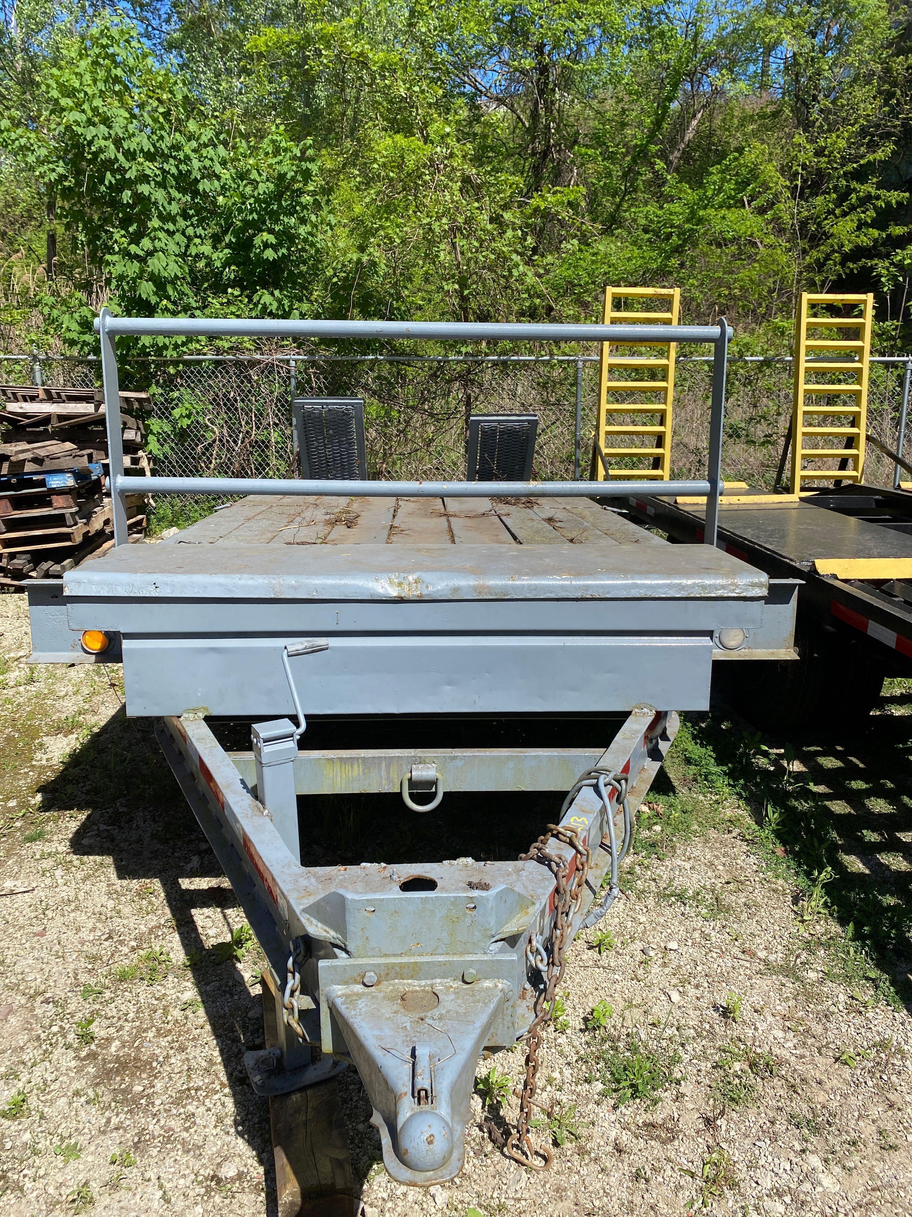 15ft + 3ft Steel Tri-Axle Equipment Trailer (located offsite-please read full description)