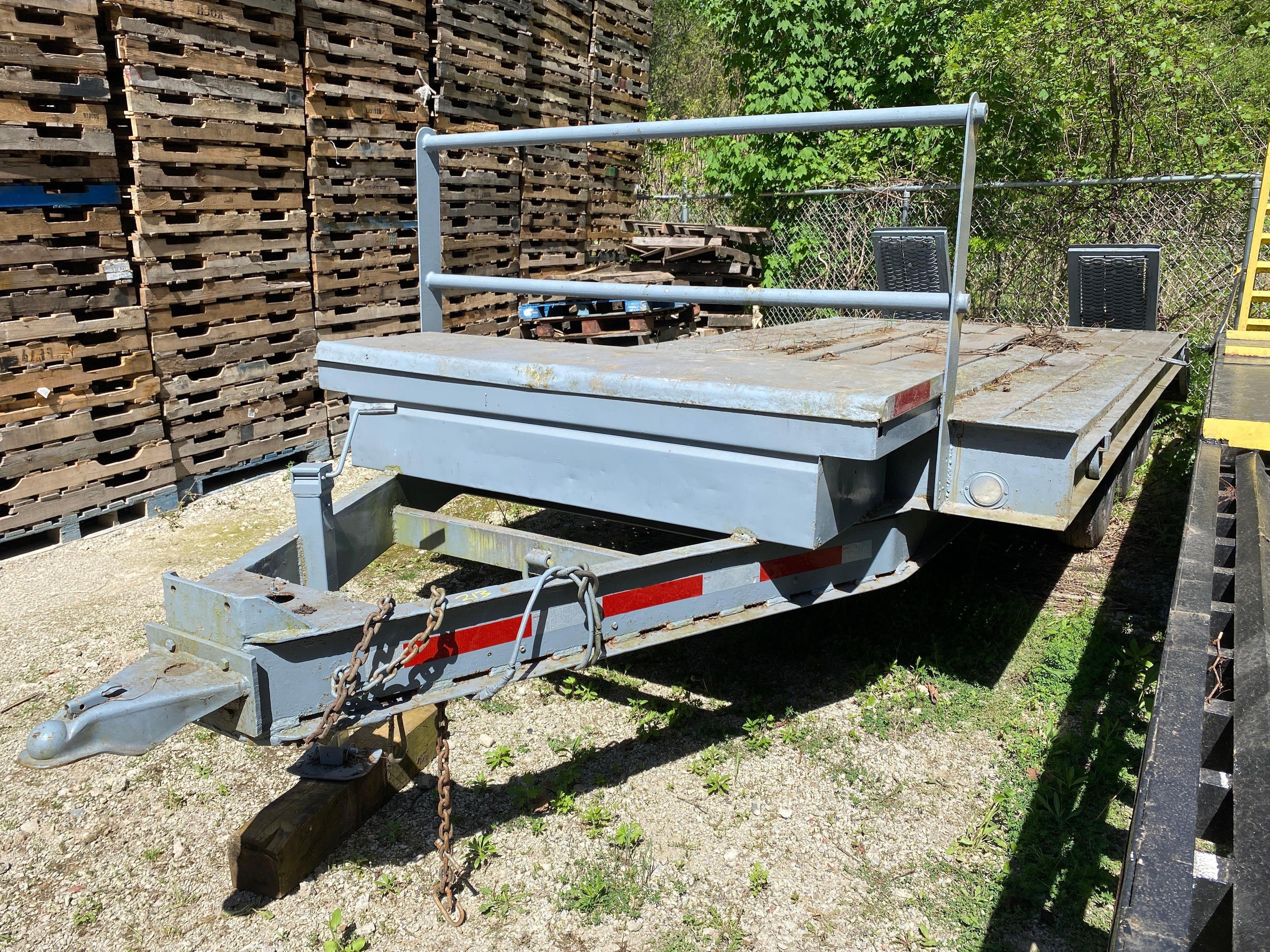 15ft + 3ft Steel Tri-Axle Equipment Trailer (located offsite-please read full description)