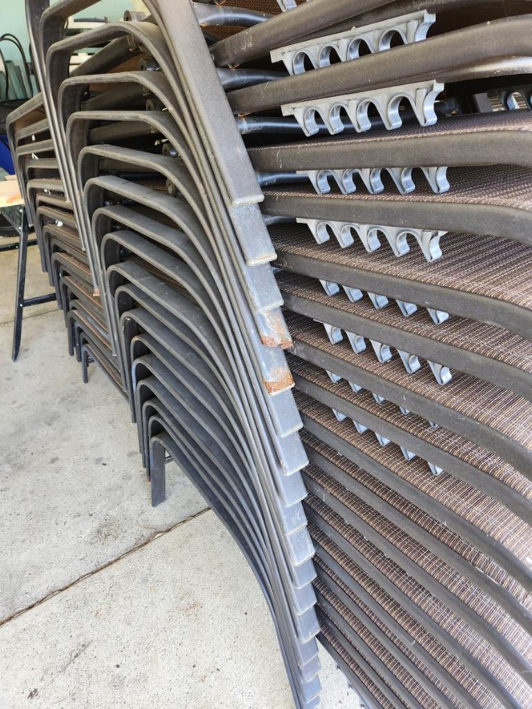 (18) Used Brown and Black Poolside Chaise Lounge Chairs (located off-site, please read description)
