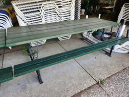 Wrought Iron and Wood Picnic Table (located off-site, please read description)