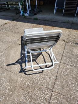 (17) Used Vinyl Strap Poolside Lounge Chairs (located off-site, please read description)