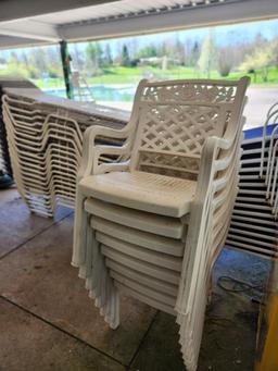 (8) Heavy Duty Lawnware Plastic Patio Chairs (located off-site, please read description)