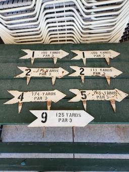 (7) Vintage Golf Course Yardage Markers (located off-site, please read description)