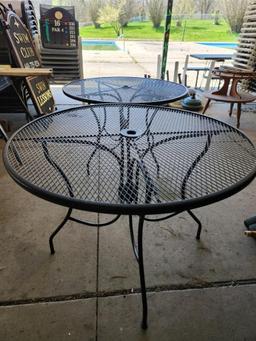 (2) Matching 42" Hampton Bay Round Metal Outdoor Patio Tables (located off-site, please read