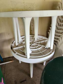 (5) Round Plastic Patio Tables (located off-site, please read description)