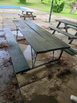 Wrought Iron and Wood Picnic Table (located off-site, please read description)