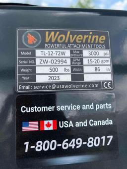 New Wolverine Hydraulic Roto-Tiller Skid Steer Attachment model: TL-12-72W