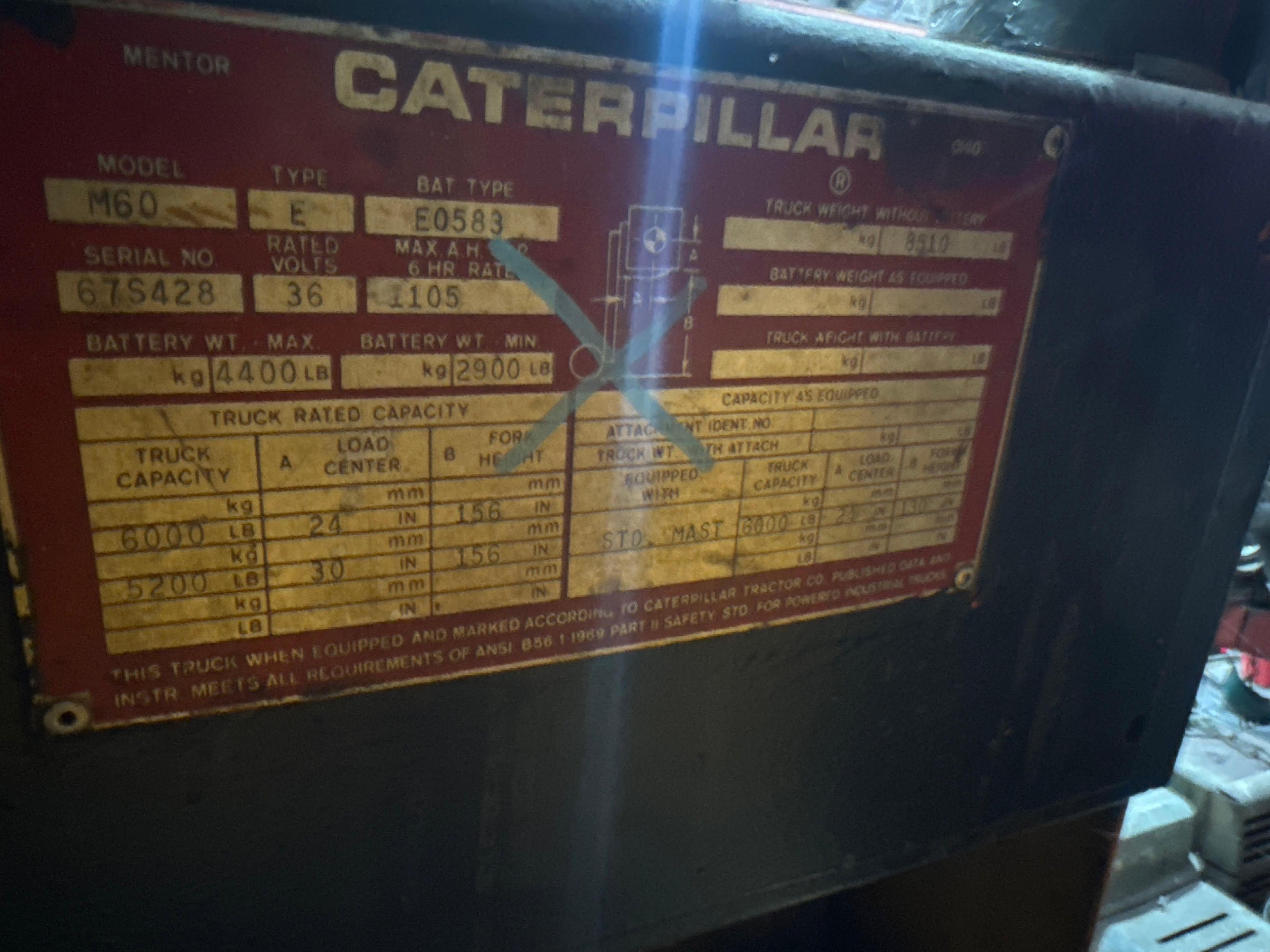 Caterpillar Double Mast Electric Forklift Model M60 (located offsite, read description)