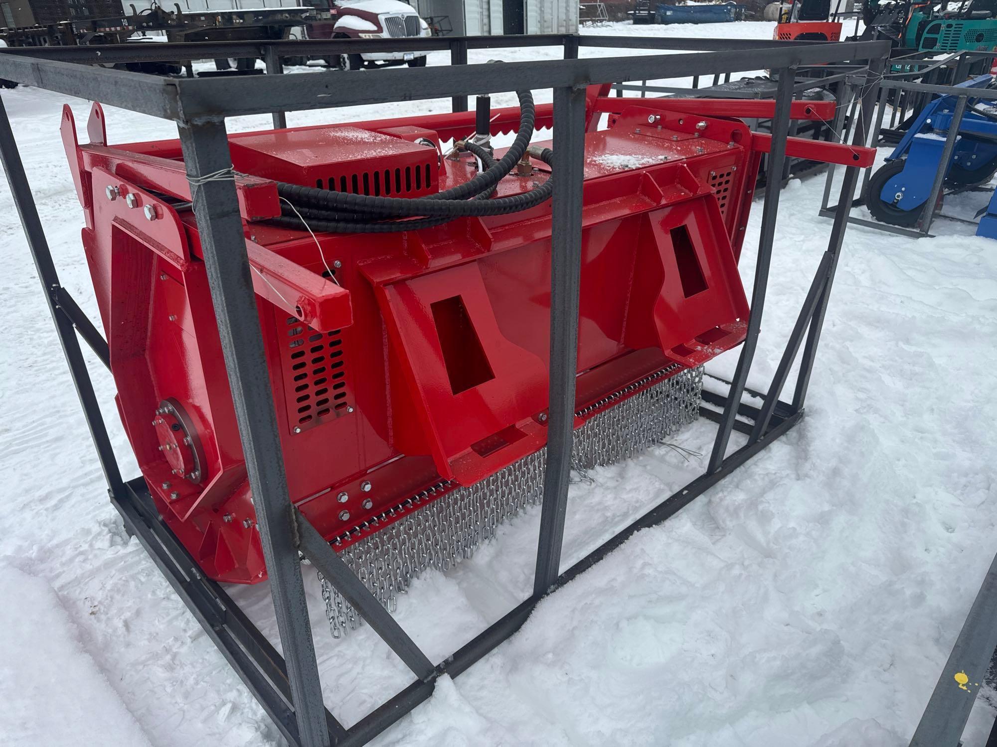 New Agrotk Co 81in Hydraulic Skidloader Forestry Drum Mulcher Model SSFM81