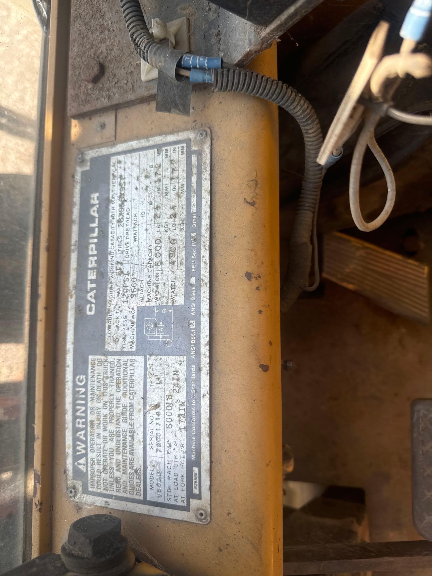 CAT Triple Mast Full Cab LP Forklift Model VC60D