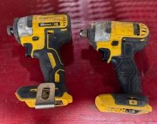 2- 20 Volt Dewalt Impact Drivers, one on left needs repaired