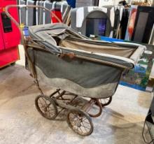 Vintage Metal Frame Baby Stroller
