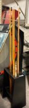Pool Cues with Wood Stand