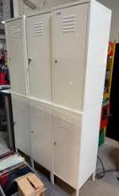 (6) White Metal Lockable Storage Cabinets