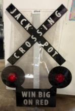 Novelty "Jackpot Crossing" Sign with Decorative Lights