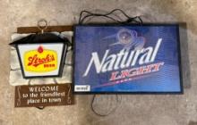 Stroh's and Natural Light Beer Signs