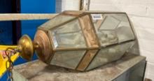 Traditional Brass and Glass Ceiling Light Fixture