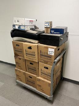Rolling Cart, Hillyard Cleaner Napkin Holders, 2 Small Motors, Blu Ray Player, Light Bulb