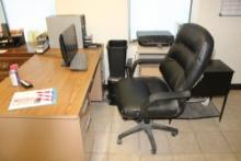 Desk, Computer, Chair, Cabinet