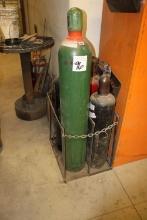 Oxygen Tank & 3 - Acetylene Tanks w/Stand