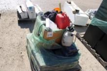 Sprayer, Gas Cans, Battery Charger, Blackline Saftey Box