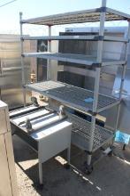 Rack w/Shelves, Dolly, Table