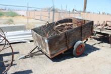 Homemade Trailer, (2) Wagon Wheels, Cage, Yard Art