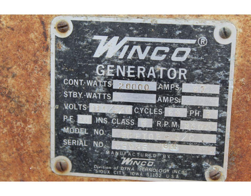 Winco 20,00 watt port. generator on cart